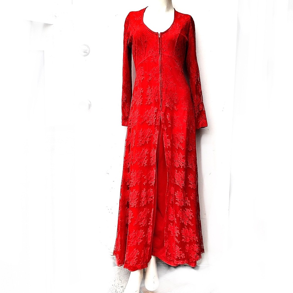 Vintage Butterfield 8 Lace Hostess Pants Jumpsuit Lounger